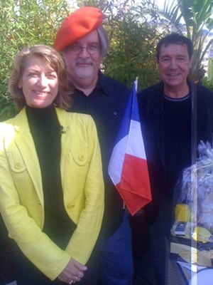 Matt Groening en compagnie de Philippe Peythieu et Véronique Augereau